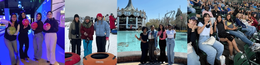 Collage of images of students on various outings and activities
