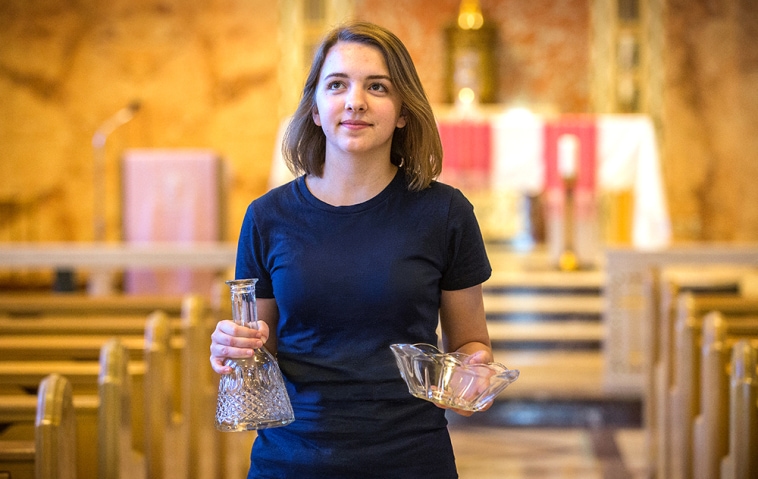 Young woman at mass
